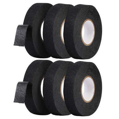 6 Rolls of Car Wiring Harness Tape Automobile Electrical Adhesive Fabric Wire Loom Cloth Noise Damping Heat Proof