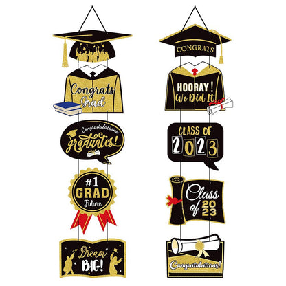Graduation Party Decorative Door Hangings Congrats Class Banner of 2023 Backdrop