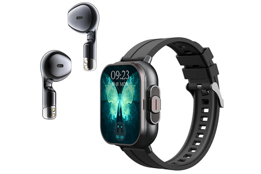 Smart Watch with Earbuds 2 in 1 Smart Call Watch with Bluetooth Headphones 2.01-Inch Heart Rate Sleep Monitoring Fitness Tracker-Black