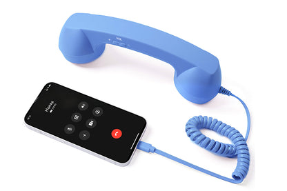 Retro Wired Handheld Telephone Handset with Microphone for Smartphones PC-Blue