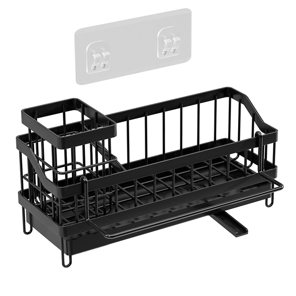 Wall Mount Sponge Rack Sink Caddy Organizer with High Brush Holder for Kitchen Essentials