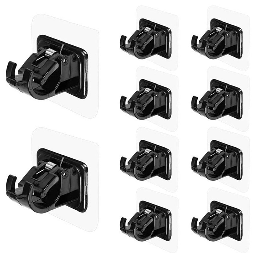 10 Pcs No Drill Curtain Rod Holder -Black