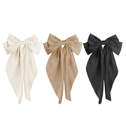 3 Piece Large Bow Ribbon Hair Clip Set for Women Girls