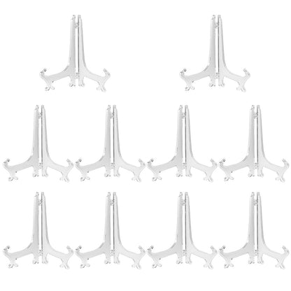 10 Pack Clear Plastic Plate Display Stand Easel Holder for Plate Photo Frame