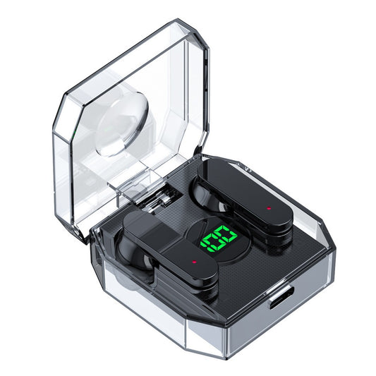 TWS Wireless Headphones Transparent LED Display Earbuds Wireless Bluetooth Headset Fone Earphones-Black