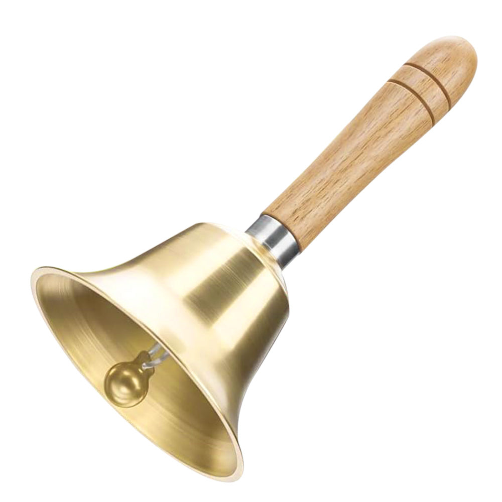 Brass Hand Bell with Wooden Handle Clear Ringing for Dinner Classroom Wedding  Service Use