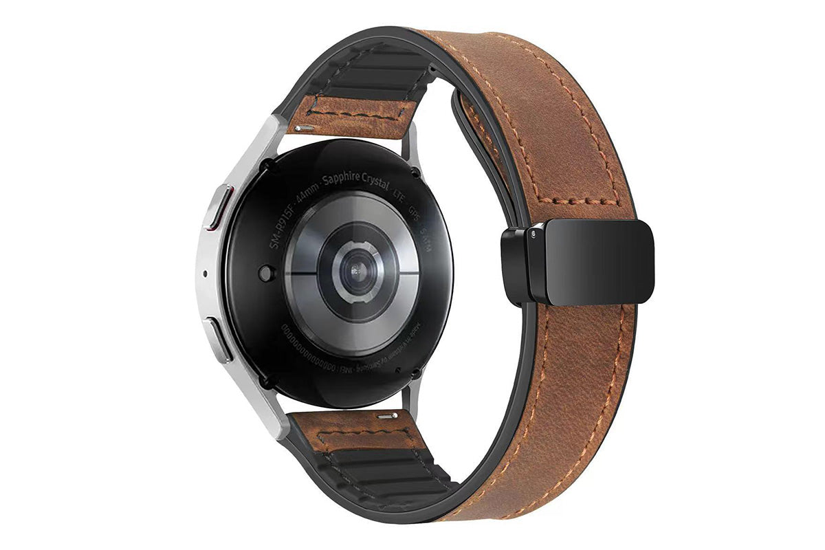 Attractive Leather Watch Band Genuine Leather Strap For Samsung Huawe-Dark Brown