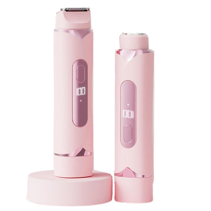2-in-1 Electric Shaver and Bikini Trimmer with LED Display Facial Hair Remover-Pink