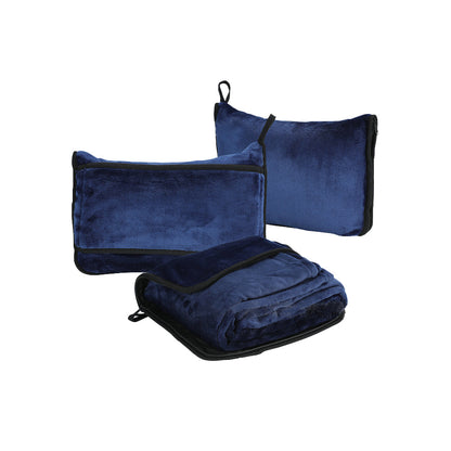 2-in-1 Travel Blanket Pillow PortableThrow Blanket for Camping Picnic Blue