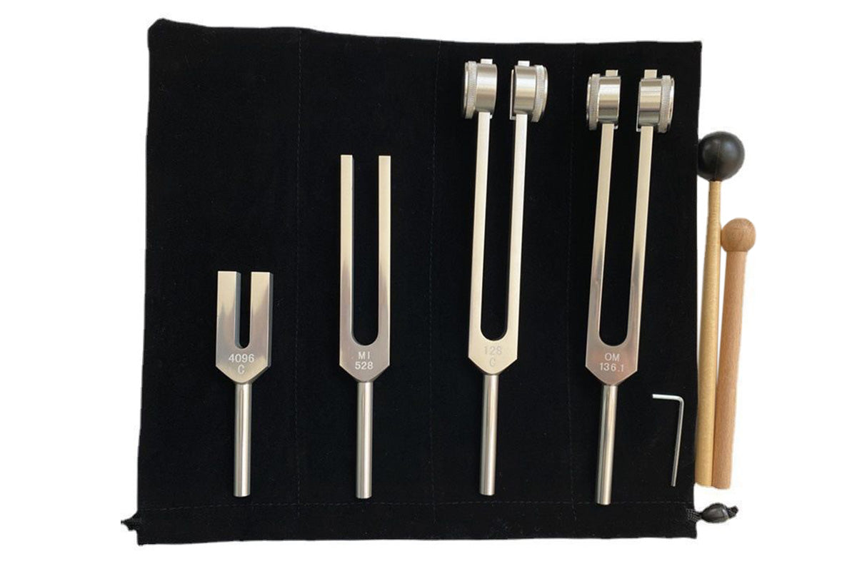 4 Piece Tuning Fork Set with Mallet Sound Tool