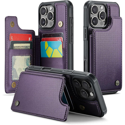 For iPhone 16 Series RFID Blocking Wallet Case with Card Holder Shockproof Phone Cover for Women Men Purple