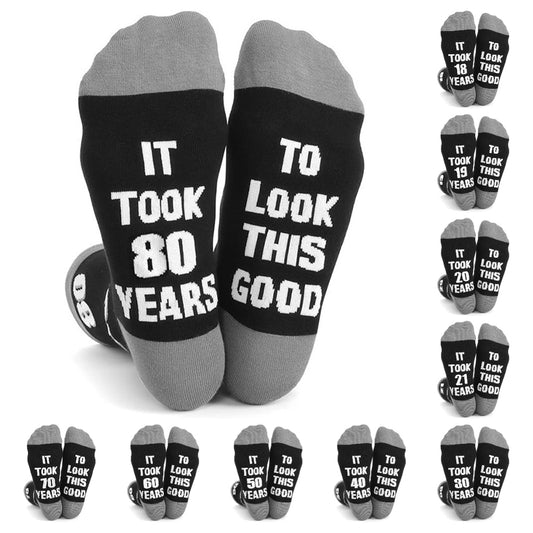 It Took Years Novelty Socks Gift for Men Birthday Funny Text Socks