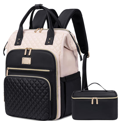 2-in-1 Laptop Backpack with Lunch Bag-Black