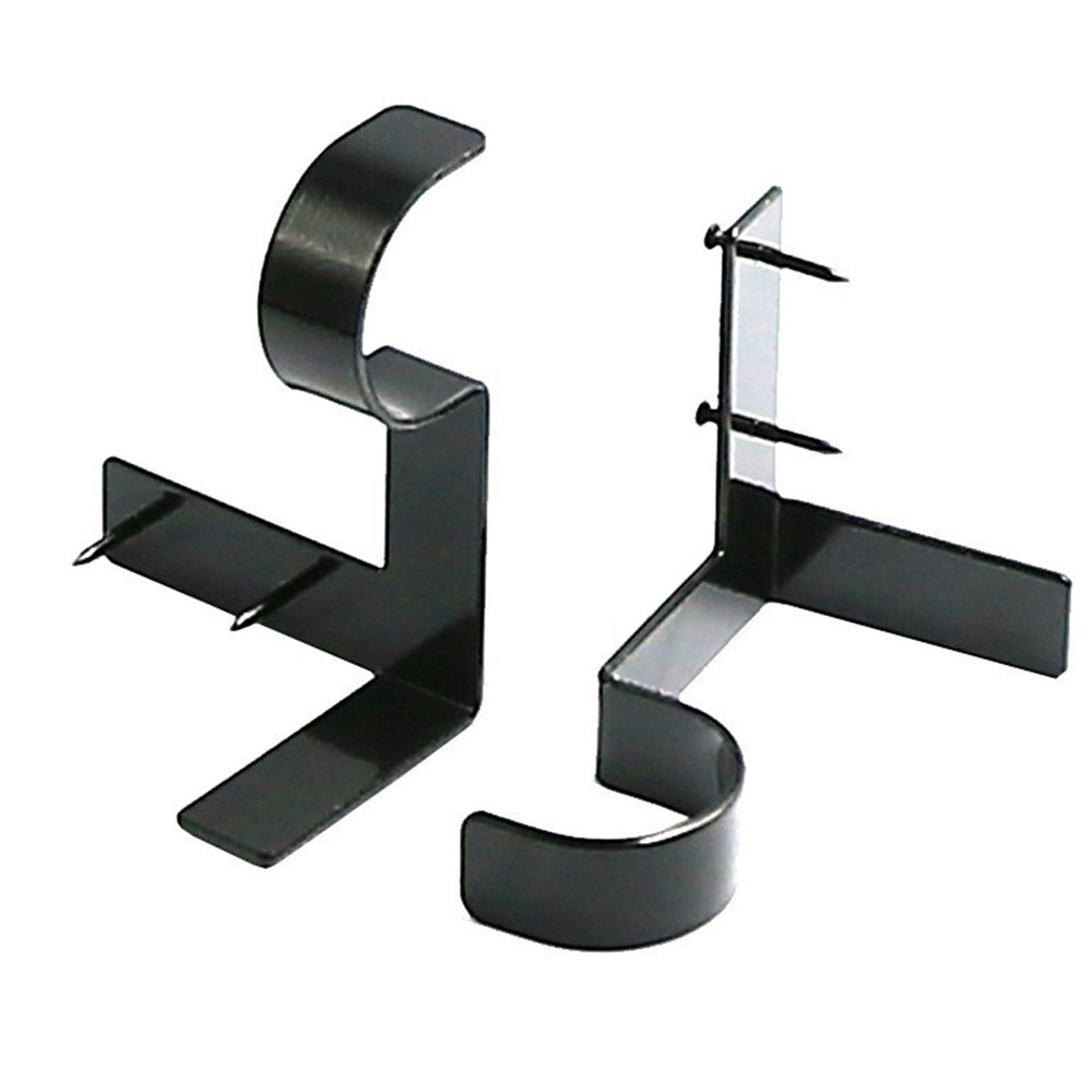 2Pcs Tap In Iron Curtain Rod Brackets -Black