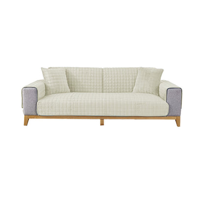 Universal Flannel Sofa Cushion Slipcover Non-Slip Thickened Sofa Cushion Towel White