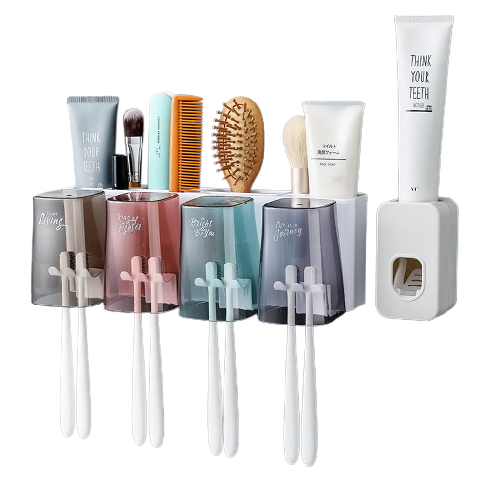 Toothbrush Holders for Bathrooms with Automatic Toothpaste Squeezer