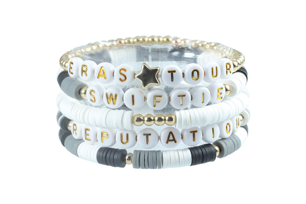 2Pcs Bracelets Set Mid Friendship Inspired Jewelry Gifts For Girls Concert Fans Bracelet-Grey And Purple