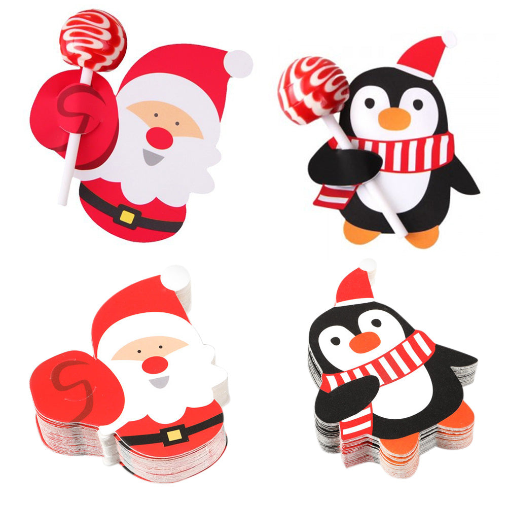 100PCS Christmas Party Lollipop Holders ¨C Santa Claus Candy Paper Card Decorations
