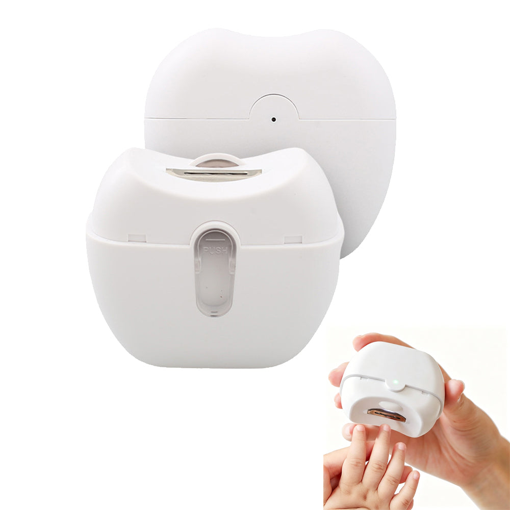Electric Nail Clipper with LED Light - White