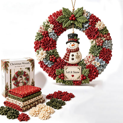 3D Fabric Poke Craft Christmas Wreath DIY Kit for Adults - Snowman