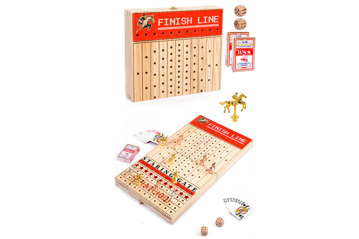 Horse Racing Game Foldable Solid Wood Horse Games Horse Race Board Game With 11 Race Horses