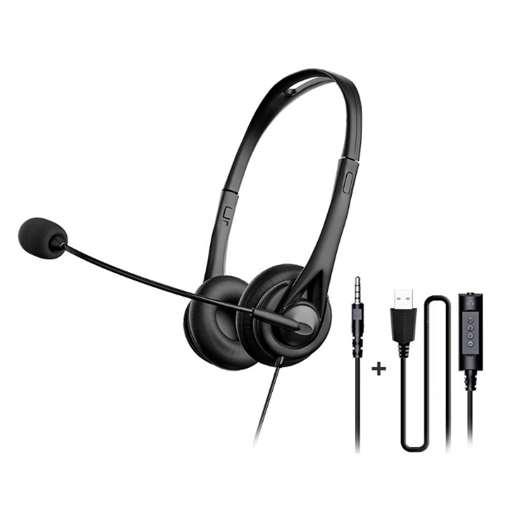 USB Wired Headset with Microphone 3.5mm Headset with Mic for Cell Phone Computer
