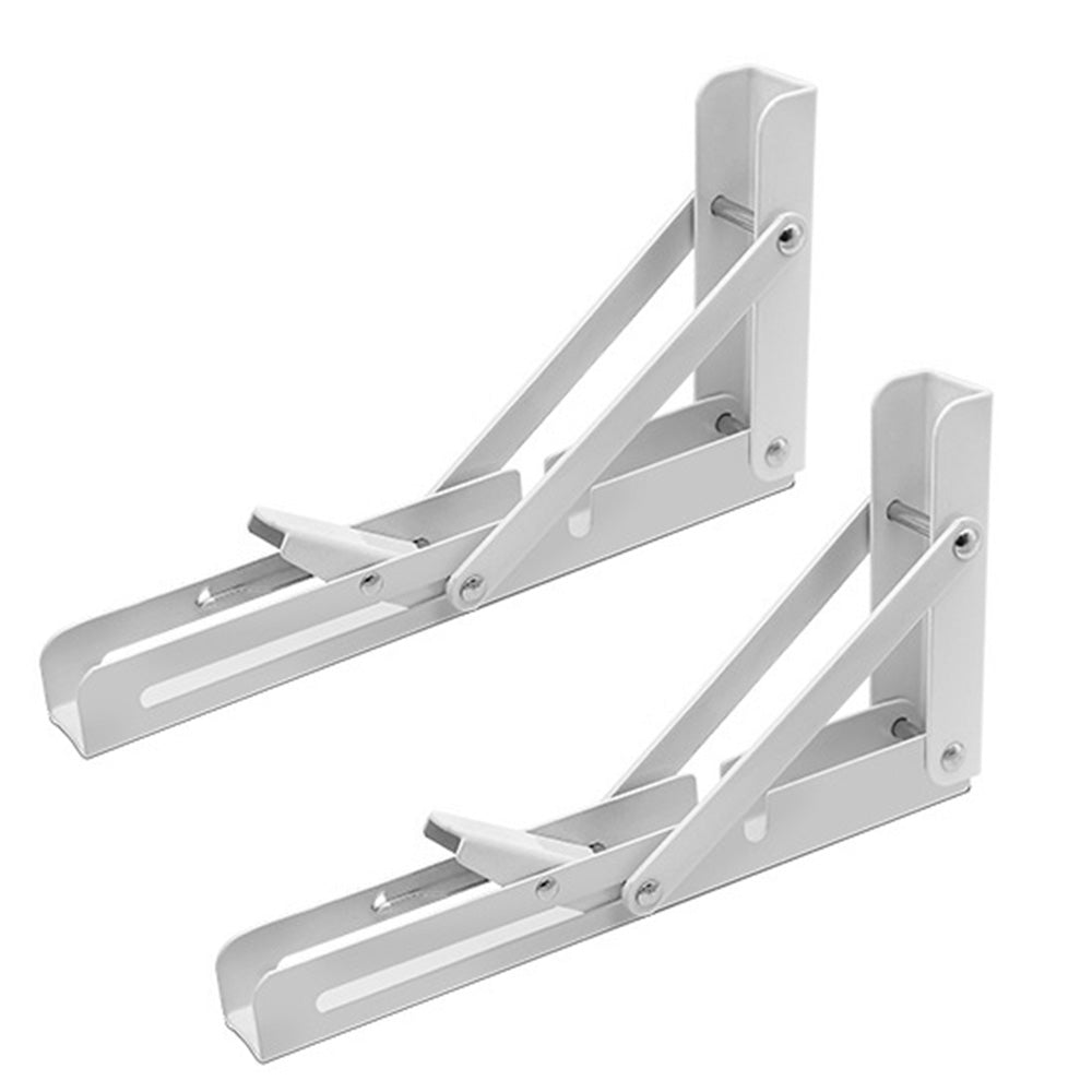 2Pcs 90 Degree Foldable Metal Shelf Brackets-White