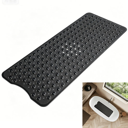 Bathtub Bubble Mat 100x40cm Non Slip Bath Mat with Drain Holes for Shower-Black
