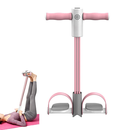 Smart Counting Voice Pedal Resistance Band 6 Tubes for Home Gym-Pink