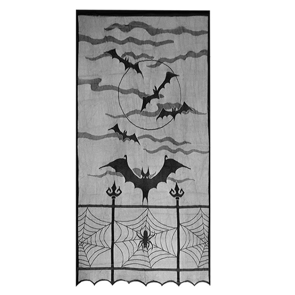 Large Halloween Door Curtain Bat Spider Web Door Cover