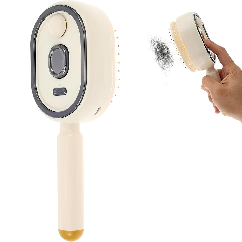 Electric Steam Hair Brush Mist Spray Cushion Comb for Smoothing Frizz-Beige