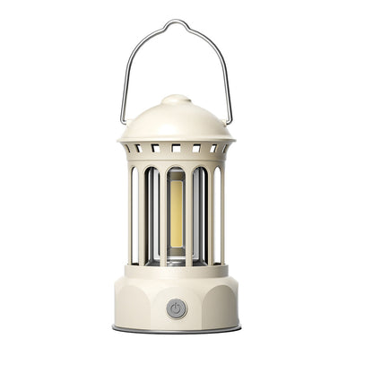 Retro Tent Camping Lantern Rechargeable Night Lamp Camping Light Beige