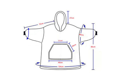 Wearable Blanket Hoodie Cozy Warm Fleece Sherpa Blanket-blue