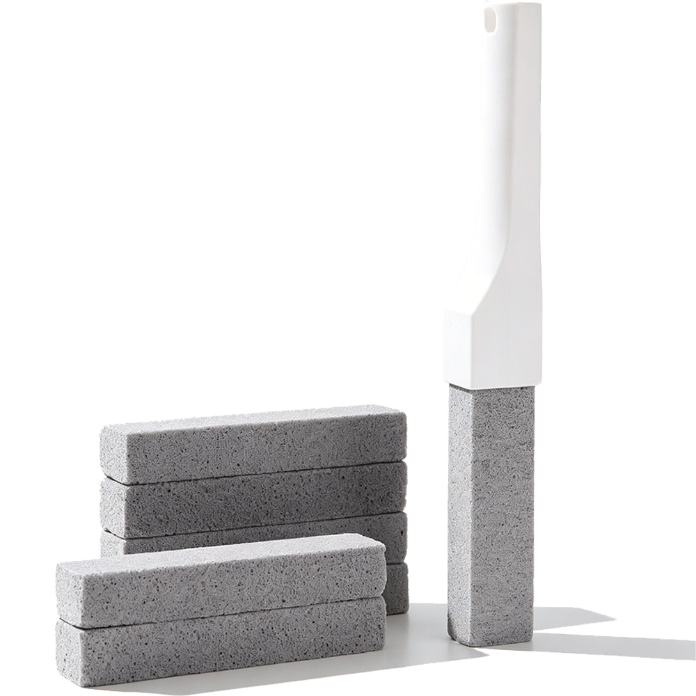 Pumice Stone Toilet Brush Set with Handle and 6 Stones