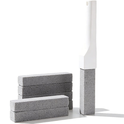 Pumice Stone Toilet Brush Set with Handle and 6 Stones