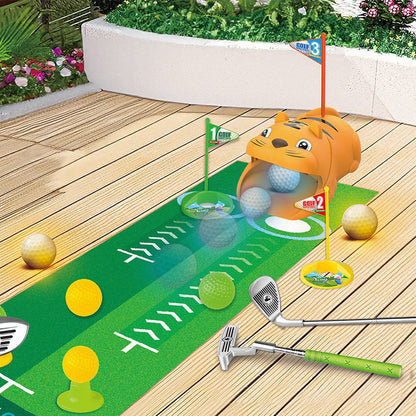 Kids Golf Toy Set with Tiger Ball Returner Clubs and Putter Mat for Indoor & Outdoor Play