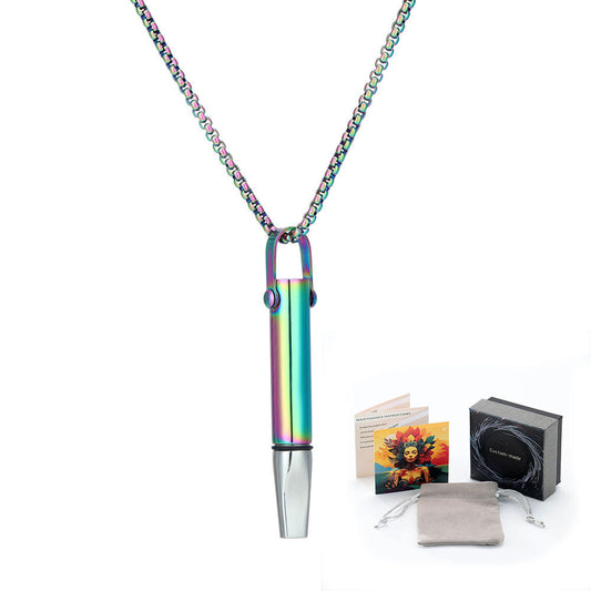 Mindfulness Breathing Necklace Stress Relief Pendant Stainless Steel Anxiety Breathe Necklace Mix-colour