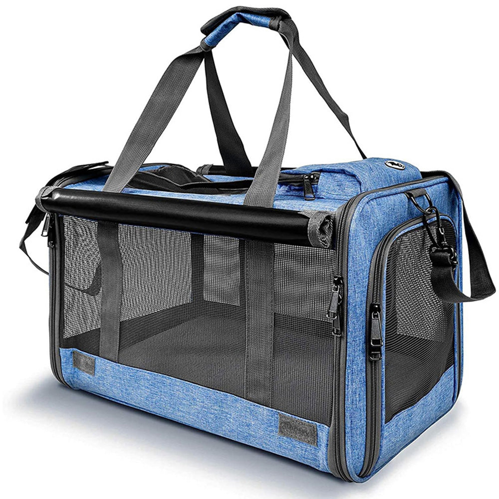 Pet Carrier for Large Cats Washable Dog Carrier Privacy Protection for Travel-blue