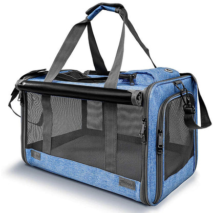 Pet Carrier for Large Cats Washable Dog Carrier Privacy Protection for Travel-blue