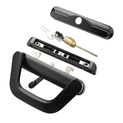 Sliding Door Lock Handle Set Security Lock with Keys for Glass Patio Door Black