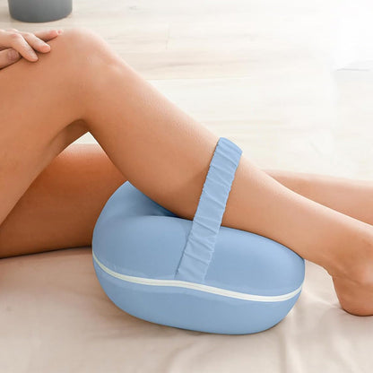Knee Pillow with Ice Silk Pillowcase Leg Support Pillow with Elastic Strap for Side Sleeping