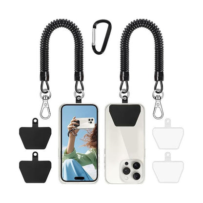 2Pcs Retractable Phone Tether Lanyard with Carabiner and Phone Strap Patch Anchor