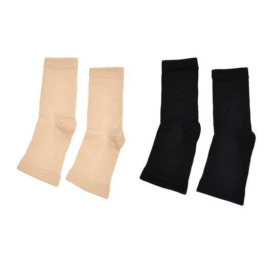 2 Pairs of Unisex Plantar Fasciitis Socks-Black + Nude