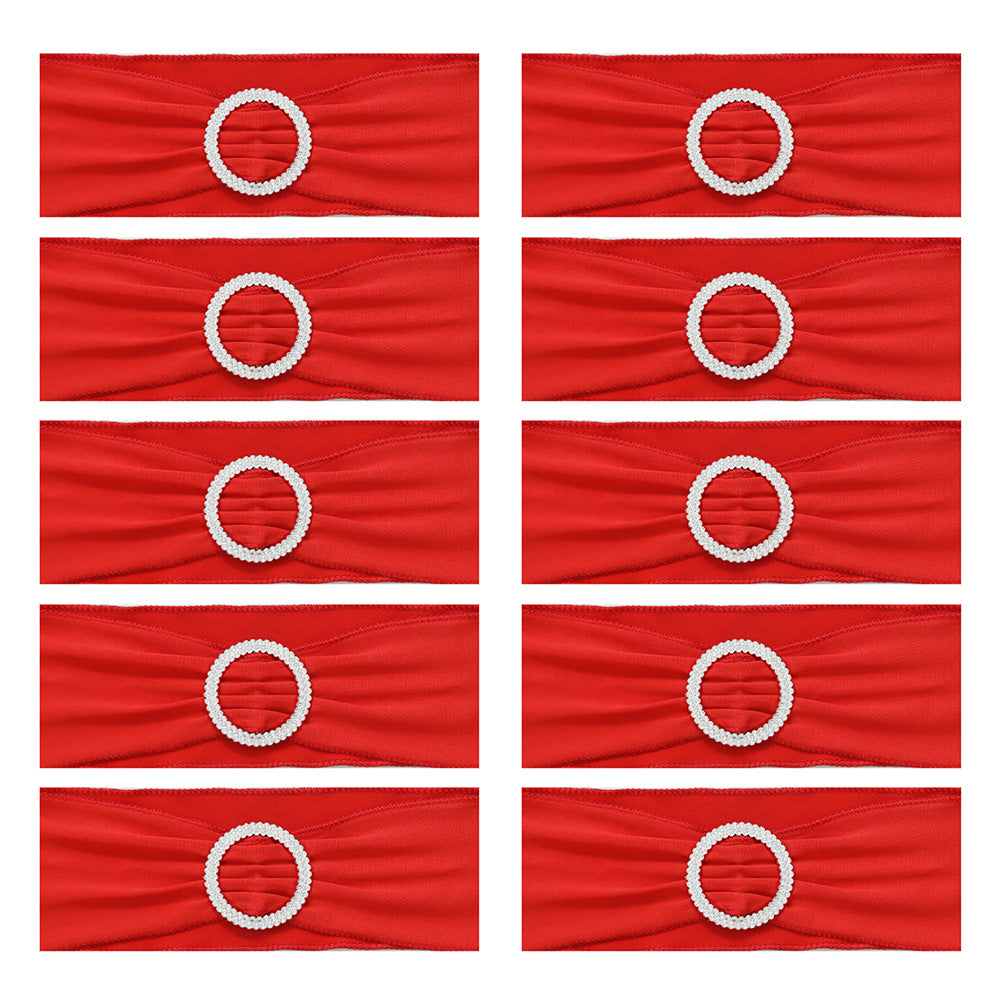Elastic Chair Sashes Bows with Buckle Spandex Chair Bands - Red
