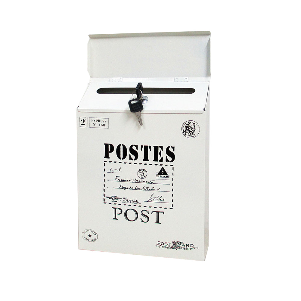 Locking Metal Mailbox Wall Mounted Key Lock Post Box Letter Box Beige