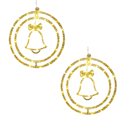 2Pcs Christmas Decorative Hanging Lights Battery Powered Round LED Decoration Style 2