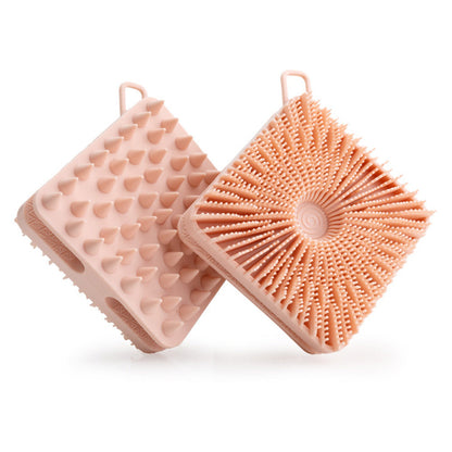 Dual-Sided Silicone Shower Body Brush ââ‚?Soft & Firm Exfoliating Scrubber Pink