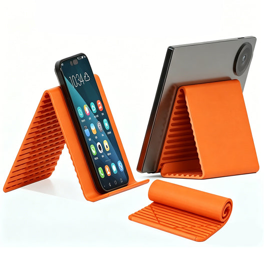 Portable Silicone Phone Stand Desk Holder for Office Travel Airplane-Orange