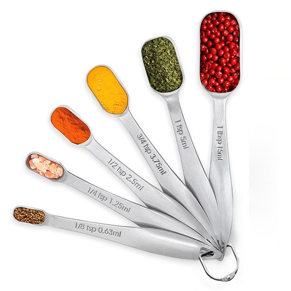 6Pcs Stainless Steel Measuring Cups & Spoons Set