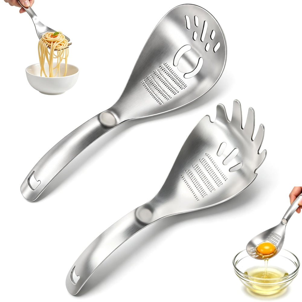 2 Pack 5 in 1 Stainless Steel Slotted Spoon Garlic Masher Cooking Grater Spoon